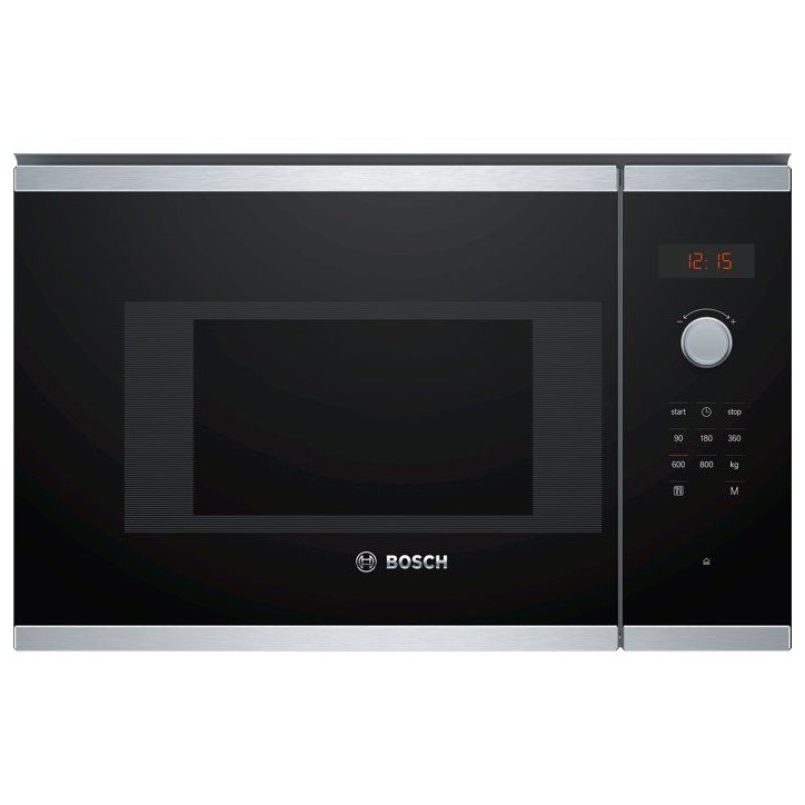 Micro-onde encastrable 38 cm - Bosch Serie 4 - BFL523MS0 - Inox - H 38,2 x P 59,4 x P 31,7 cm - 800 W - display rouge