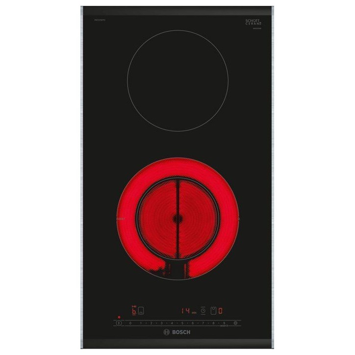 Domino électrique 30 cm - Bosch Serie 6 - 2 feux - H 3,8 x L 30,6 x P 52,7 cm - Noir - PKF375FP2E