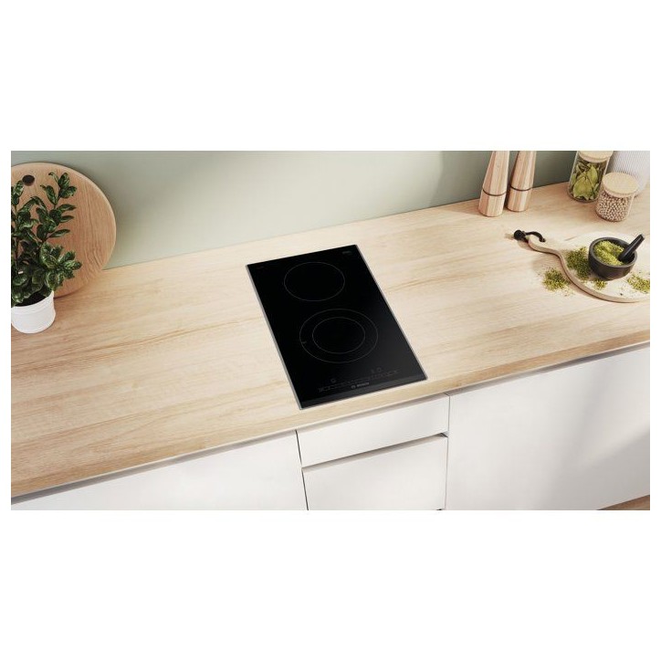 Domino électrique 30 cm - Bosch Serie 6 - 2 feux - H 3,8 x L 30,6 x P 52,7 cm - Noir - PKF375FP2E