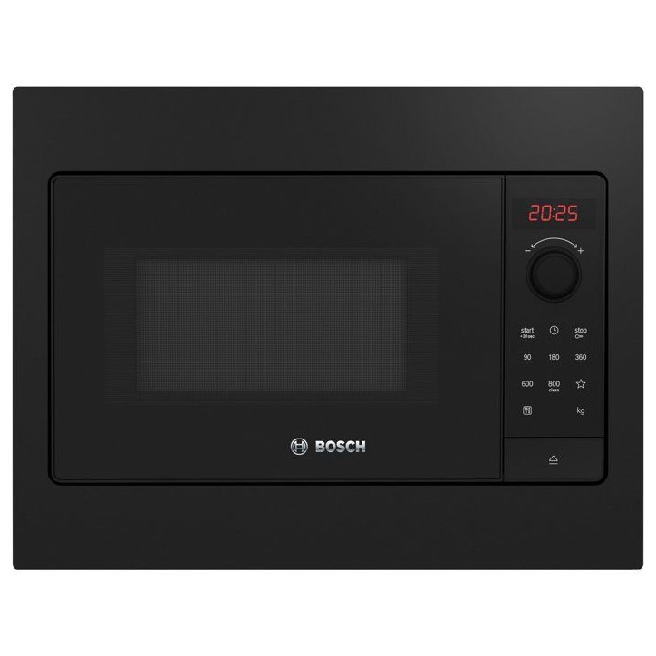Micro-onde encastrable 38 cm - Bosch Serie 2 - BFL523MB4 - Noir - H 38,2 x L 49,5 x P 33,5 cm - 800 W - display rouge