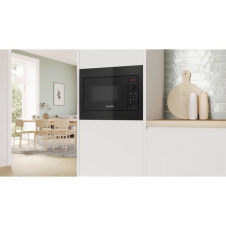 Micro-onde encastrable 38 cm - Bosch Serie 2 - BFL523MB4 - Noir - H 38,2 x L 49,5 x P 33,5 cm - 800 W - display rouge