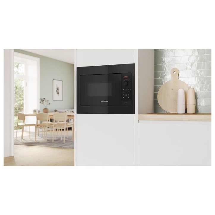 Micro-onde encastrable 38 cm - Bosch Serie 2 - BFL523MB4 - Noir - H 38,2 x L 49,5 x P 33,5 cm - 800 W - display rouge