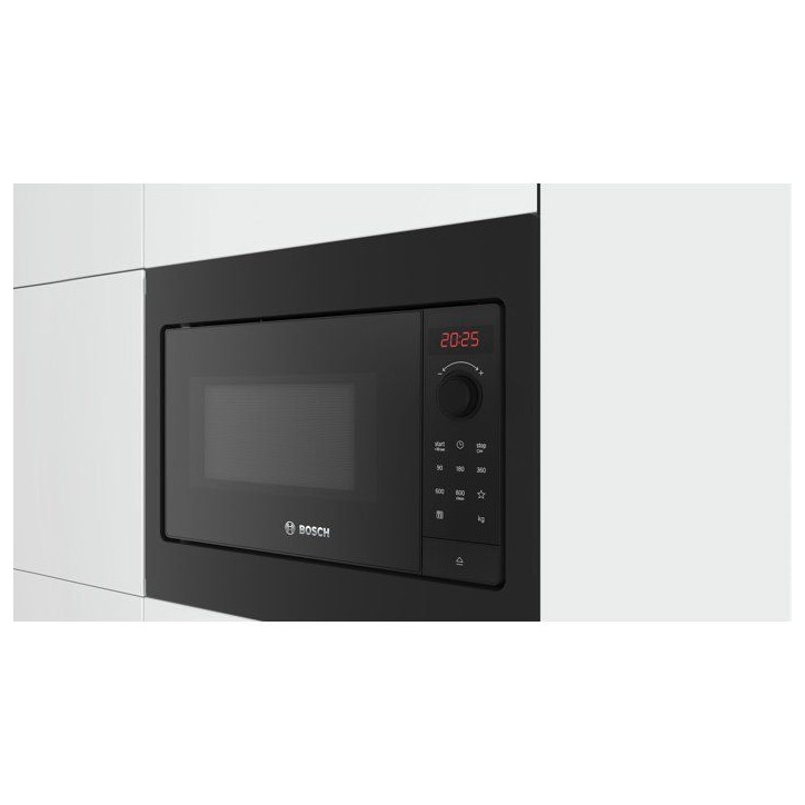 Micro-onde encastrable 38 cm - Bosch Serie 2 - BFL523MB4 - Noir - H 38,2 x L 49,5 x P 33,5 cm - 800 W - display rouge