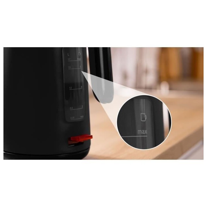 Bouilloire - BOSCH - TWK2M163 MyMoment - Noire Mate - indicateur de tasses - niveau d'eau visible au niveau de la poignée Bouilloire - BOSCH - TWK2M163 MyMoment - Noire Mate - indicateur de tasses - niveau d'eau visible au niveau de la poignée