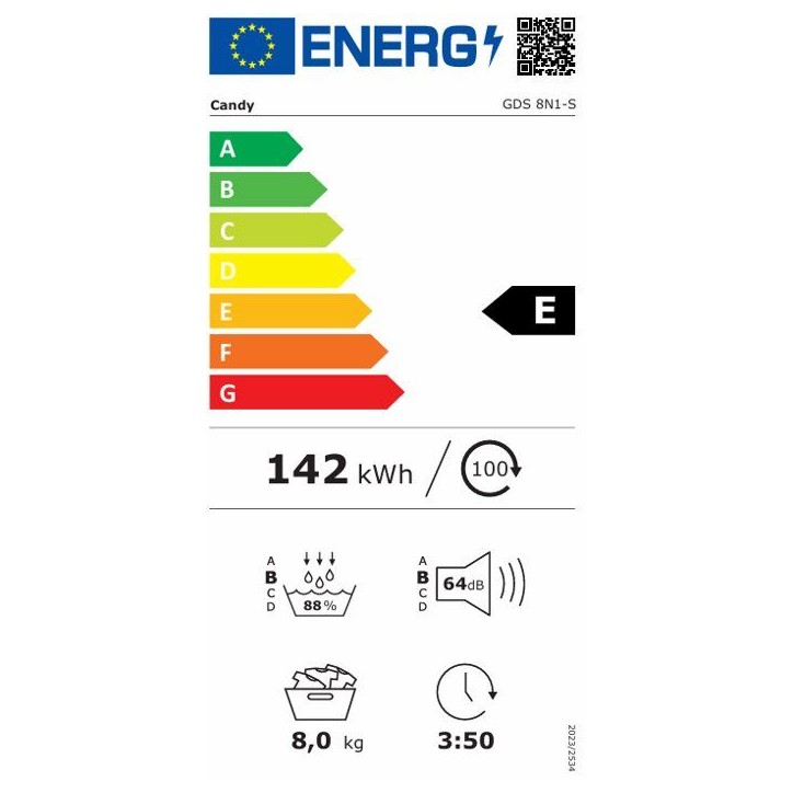 Seche-linge pompe a chaleur CANDY GDS 8N1-S Pro Dry 300 - 8 kg - 16 programmes - Blanc