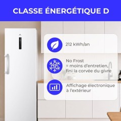Congélateur armoire - CONTINENTAL EDISON - CECUF300NFWD - 329 L - Classe D - Affichage digital - 59,5 x 64,8 x 185 cm - Blanc