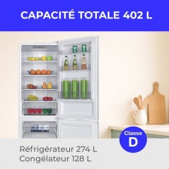 Réfrigérateur congélateur bas - CONTINENTAL EDISON - CEFC400NFWD -