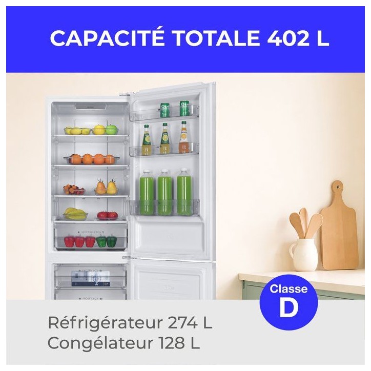 Réfrigérateur congélateur bas - CONTINENTAL EDISON - CEFC400NFWD - 402 L - Classe D - 60 x 68 x 186 cm - Blanc Réfrigérateur congélateur bas - CONTINENTAL EDISON - CEFC400NFWD - 402 L - Classe D - 60 x 68 x 186 cm - Blanc