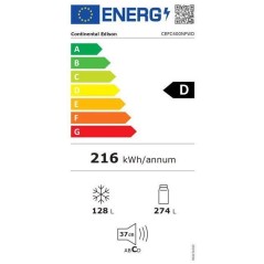 Réfrigérateur congélateur bas - CONTINENTAL EDISON - CEFC400NFWD -