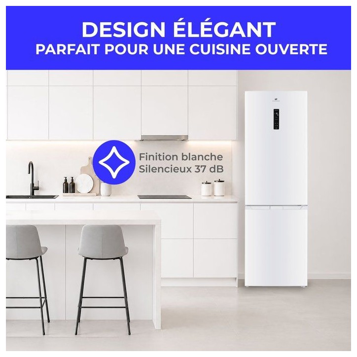 Réfrigérateur congélateur bas - CONTINENTAL EDISON - CEFC400NFWD - 402 L - Classe D - 60 x 68 x 186 cm - Blanc Réfrigérateur congélateur bas - CONTINENTAL EDISON - CEFC400NFWD - 402 L - Classe D - 60 x 68 x 186 cm - Blanc