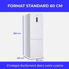 Réfrigérateur congélateur bas - CONTINENTAL EDISON - CEFC400NFWD -