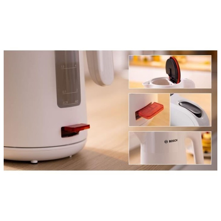 Bouilloire - BOSCH - TWK2M161 MyMoment - Blanche Mate - indicateur de tasses - niveau d'eau visible Bouilloire - BOSCH - TWK2M161 MyMoment - Blanche Mate - indicateur de tasses - niveau d'eau visible