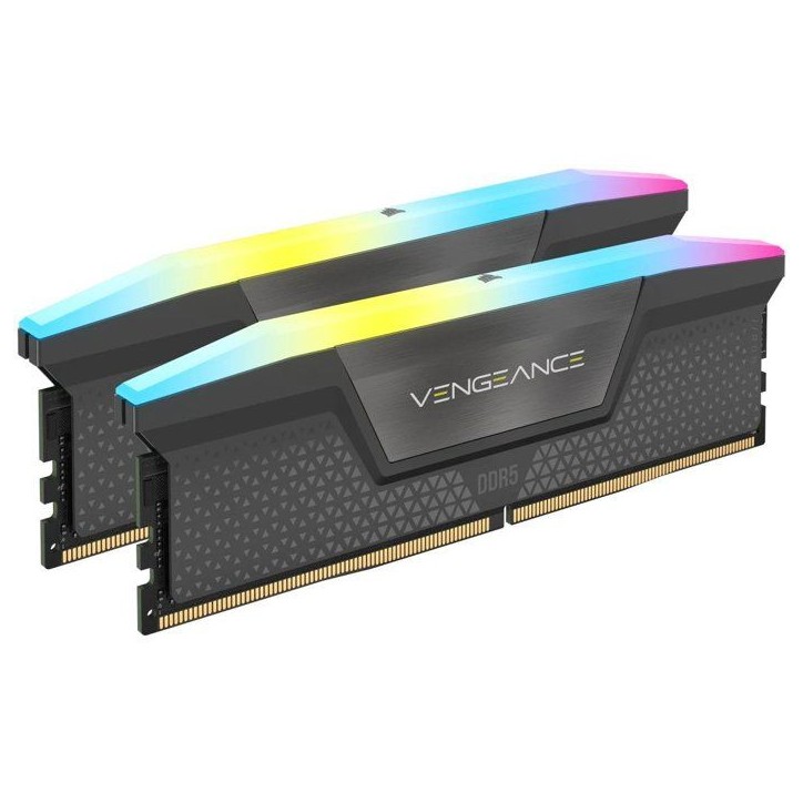 Mémoire PC - CORSAIR - CMH32GX5M2B6000Z38 - Vengeance RGB - 32 Go - 2 x 16 Go - DDR5 - 4800 MHz - 288-pin DIMM Mémoire PC - CORSAIR - CMH32GX5M2B6000Z38 - Vengeance RGB - 32 Go - 2 x 16 Go - DDR5 - 4800 MHz - 288-pin DIMM