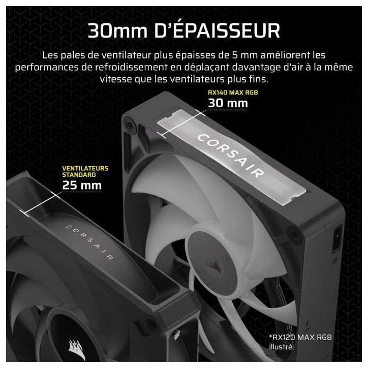 Refroidissement PC - CORSAIR - CO-9051035-WW - Kit de démarrage ventilateurs iCUE LINK RX140 RGB Max Single Fan Refroidissement PC - CORSAIR - CO-9051035-WW - Kit de démarrage ventilateurs iCUE LINK RX140 RGB Max Single Fan