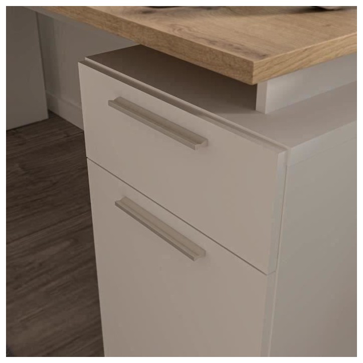 Bureau droit CONTRA COSTA - L160 x l60 x H73,5 cm - Blanc mat / Chene artisan Bureau droit CONTRA COSTA - L160 x l60 x H73,5 cm - Blanc mat / Chene artisan