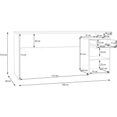 Bureau droit CONTRA COSTA - L160 x l60 x H73,5 cm - Blanc mat / Chene