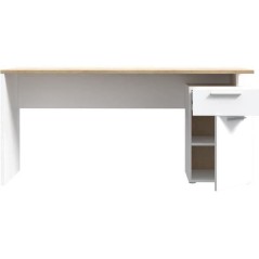 Bureau droit CONTRA COSTA - L160 x l60 x H73,5 cm - Blanc mat / Chene