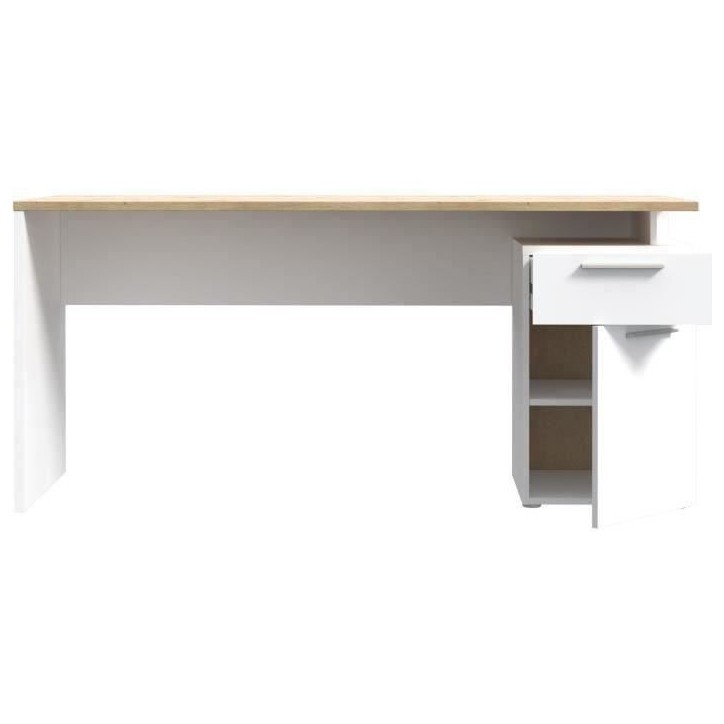 Bureau droit CONTRA COSTA - L160 x l60 x H73,5 cm - Blanc mat / Chene artisan Bureau droit CONTRA COSTA - L160 x l60 x H73,5 cm - Blanc mat / Chene artisan
