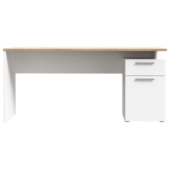 Bureau droit CONTRA COSTA - L160 x l60 x H73,5 cm - Blanc mat / Chene artisan Bureau droit CONTRA COSTA - L160 x l60 x H73,5 cm - Blanc mat / Chene artisan