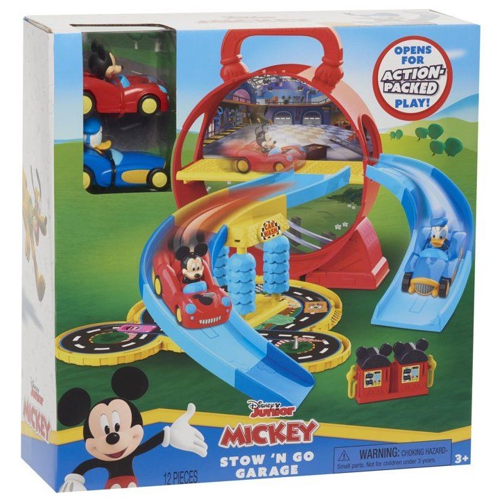 Garage transportable - DISNEY - Mickey Mouse Stow N' Go - 12 accessoires - 2 véhicules inclus Garage transportable - DISNEY - Mickey Mouse Stow N' Go - 12 accessoires - 2 véhicules inclus