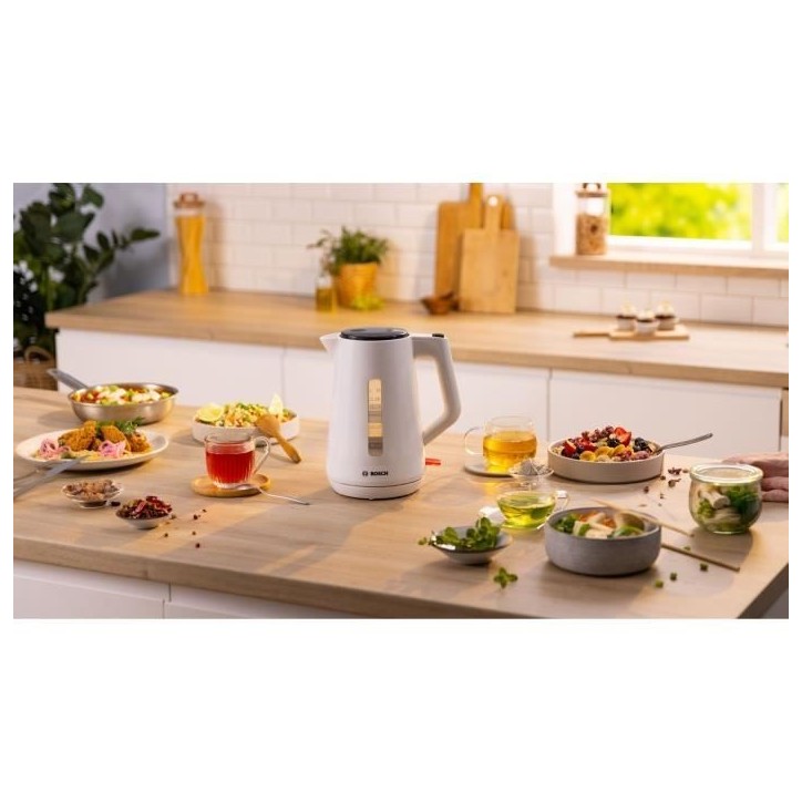 Bouilloire - BOSCH - TWK1M121 MyMoment - Blanche - capacité 1,7L - base 360° - rangement du cordon -3 sécurités automatiques Bouilloire - BOSCH - TWK1M121 MyMoment - Blanche - capacité 1,7L - base 360° - rangement du cordon -3 sécurités automatiques