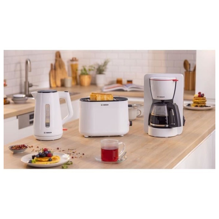 Bouilloire - BOSCH - TWK1M121 MyMoment - Blanche - capacité 1,7L - base 360° - rangement du cordon -3 sécurités automatiques Bouilloire - BOSCH - TWK1M121 MyMoment - Blanche - capacité 1,7L - base 360° - rangement du cordon -3 sécurités automatiques