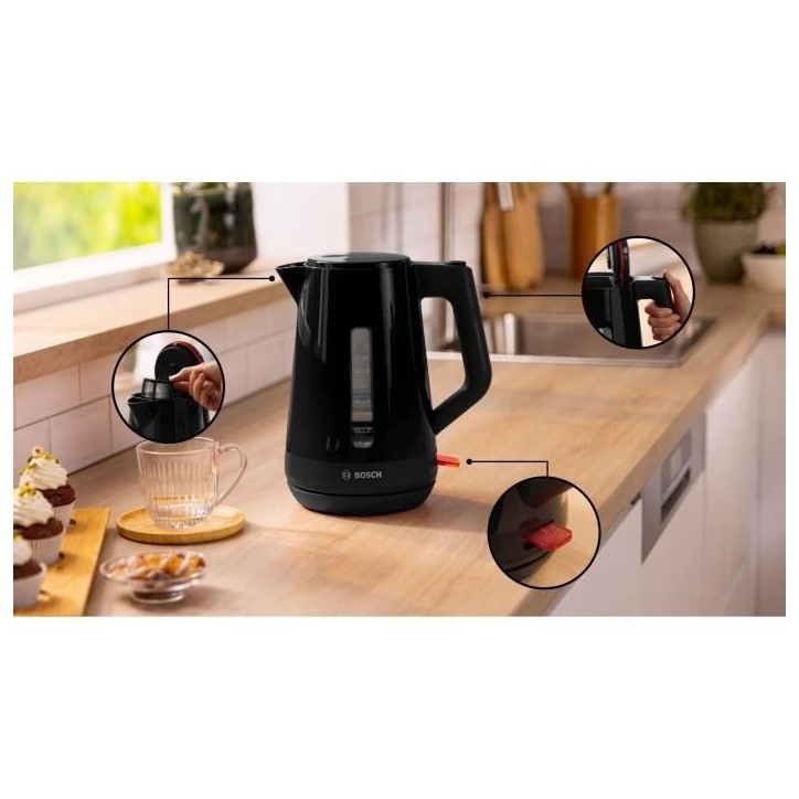 Bouilloire - BOSCH - TWK1M123 MyMoment - Noire - capacité 1,7L - base 360° - filtre anti-calcaire Bouilloire - BOSCH - TWK1M123 MyMoment - Noire - capacité 1,7L - base 360° - filtre anti-calcaire
