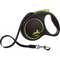 Laisse sangle - Flexi - Black Design M - 5 m - noir argent