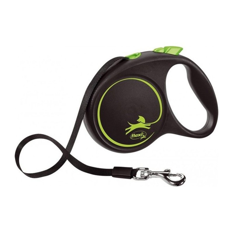 Laisse sangle - Flexi - Black Design M - 5 m - noir argent