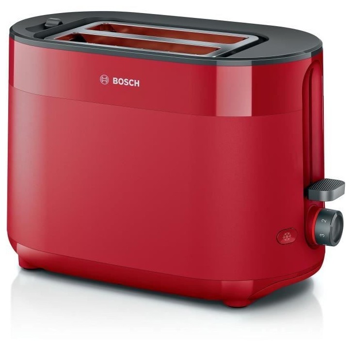 Toaster - BOSCH - TAT2M124 MyMoment - Rouge - 2 tranches - centrage automatique du pain - fonctions décongélation et réchauff