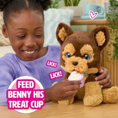 Peluche interactive chien - furReal Friends - Benny le chiot câlin - Plus de 30 sons et réactions - Accessoire friandises