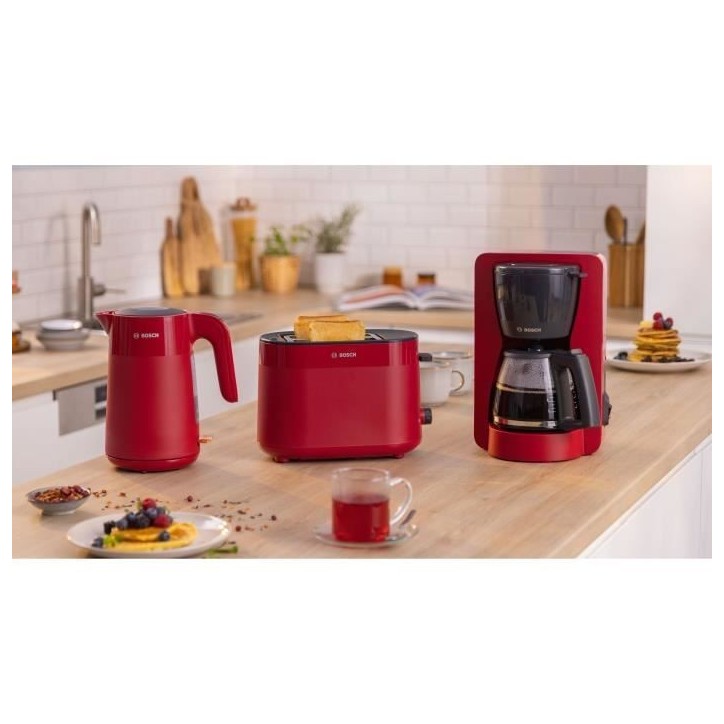 Toaster - BOSCH - TAT2M124 MyMoment - Rouge - 2 tranches - centrage automatique du pain - fonctions décongélation et réchauff