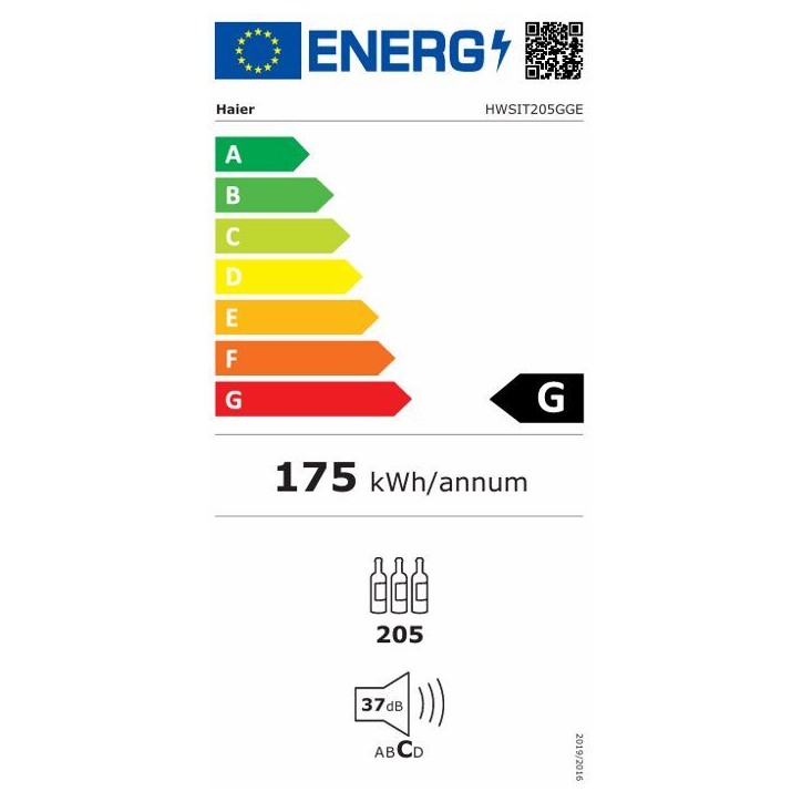Cave a vin de vieillissement - HAIER HWSIT205GGE - 205 bouteilles - Pose libre - 192.5 x 59.7 x 59.4cm - Noir Cave a vin de vieillissement - HAIER HWSIT205GGE - 205 bouteilles - Pose libre - 192.5 x 59.7 x 59.4cm - Noir