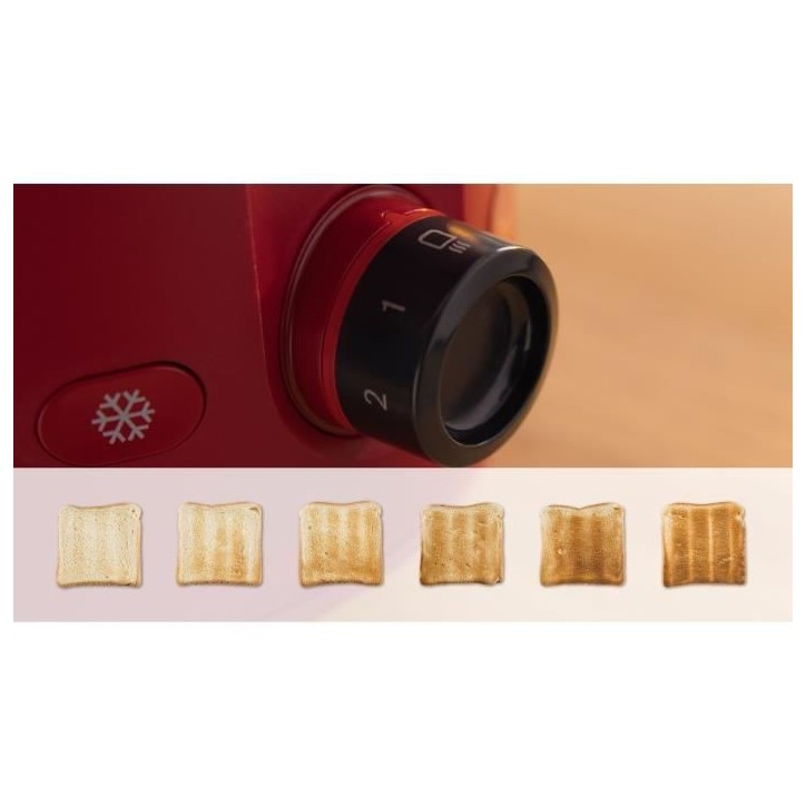Toaster - BOSCH - TAT2M124 MyMoment - Rouge - 2 tranches - centrage automatique du pain - fonctions décongélation et réchauff