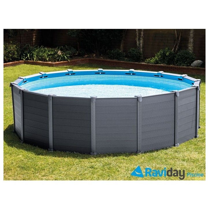 Kit piscine hors sol tubulaire INTEX - Graphite - 478 x 124 cm - Ronde (Filtre a sable, bâche, tapis, échelle, vannes) - 26384 Kit piscine hors sol tubulaire INTEX - Graphite - 478 x 124 cm - Ronde (Filtre a sable, bâche, tapis, échelle, vannes) - 26384