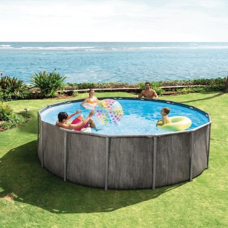 Kit Piscine hors sol tubulaire INTEX - Baltik - 457 x 122 cm - Ronde (Pompe, bâche, tapis de sol et échelle) - 26742ND
