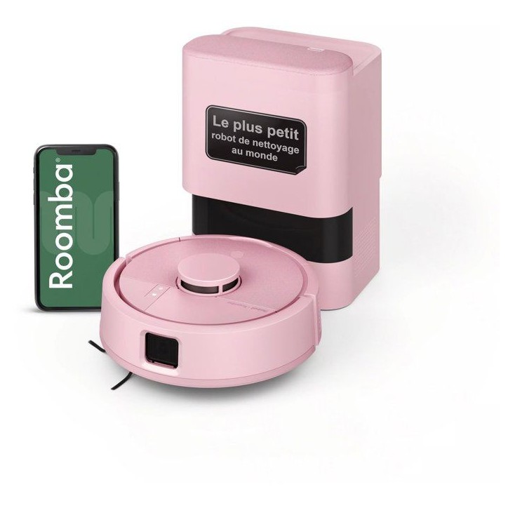 iRobot Roomba Mini Rose - Robot Aspirateur Laveur + Base Autoempty - 7000 Pa - Sac a poussiere (station) 2,5 L