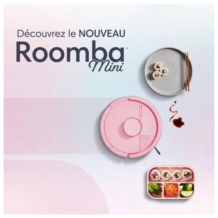 iRobot Roomba Mini Rose - Robot Aspirateur Laveur + Base Autoempty - 7000 Pa - Sac a poussiere (station) 2,5 L