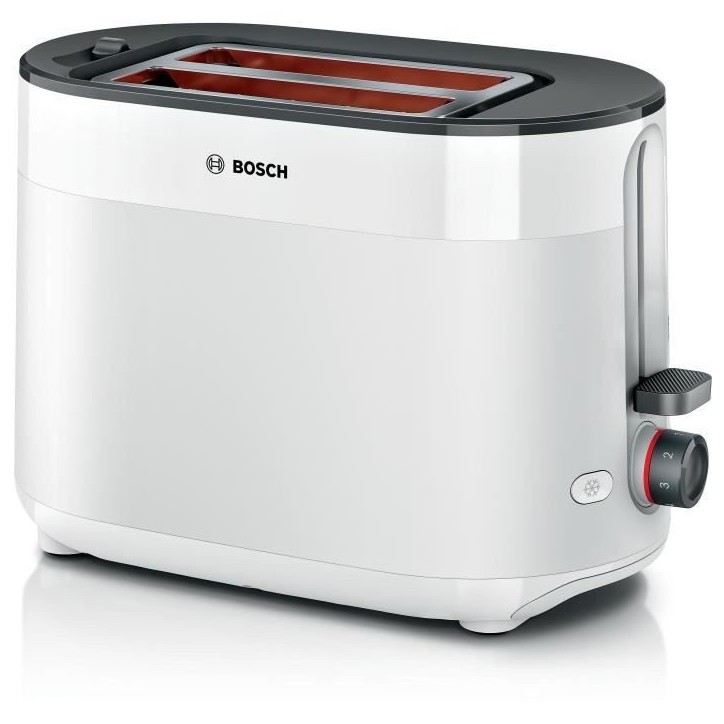 Toaster - BOSCH - TAT2M121 MyMoment - Blanc - 2 tranches - centrage automatique du pain - fonctions décongélation et réchauff Toaster - BOSCH - TAT2M121 MyMoment - Blanc - 2 tranches - centrage automatique du pain - fonctions décongélation et réchauff