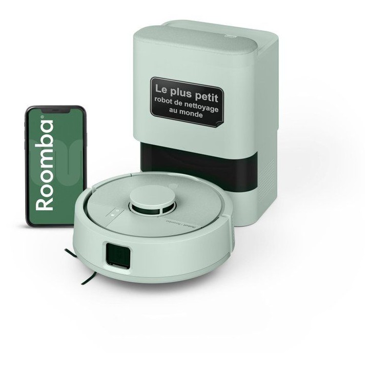 iRobot Roomba Mini Vert - Robot Aspirateur Laveur + Base Autoempty - 7000 Pa - Sac a poussiere (station) 2,5 L iRobot Roomba Mini Vert - Robot Aspirateur Laveur + Base Autoempty - 7000 Pa - Sac a poussiere (station) 2,5 L