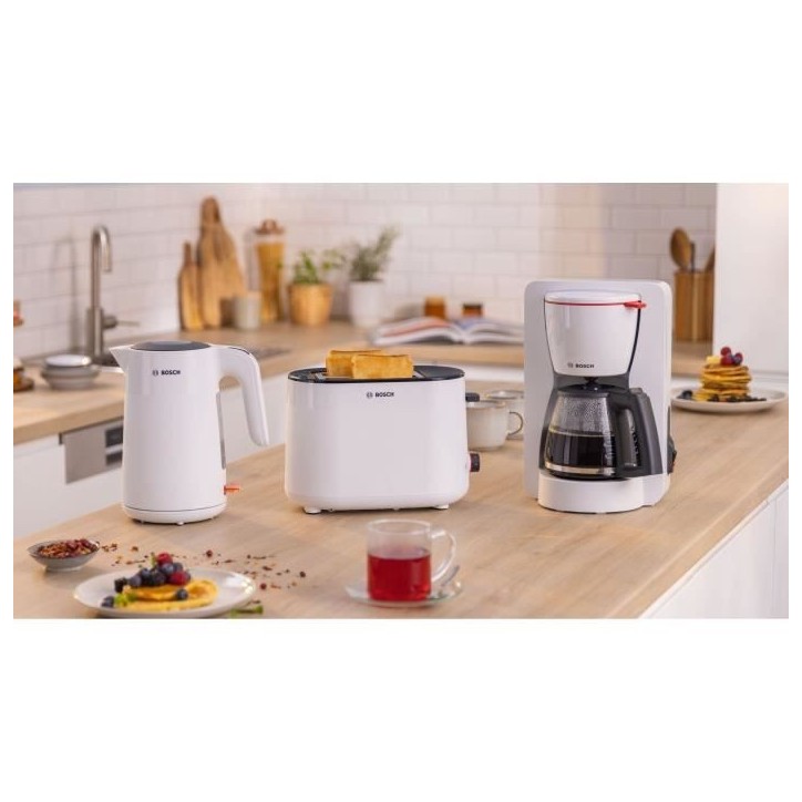 Toaster - BOSCH - TAT2M121 MyMoment - Blanc - 2 tranches - centrage automatique du pain - fonctions décongélation et réchauff Toaster - BOSCH - TAT2M121 MyMoment - Blanc - 2 tranches - centrage automatique du pain - fonctions décongélation et réchauff