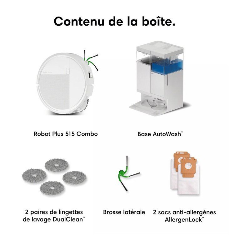 Robot aspirateur laveur - IROBOT Roomba Plus 515 - 300 min autonomie -