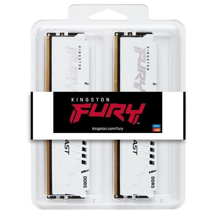 Mémoire DDR5 - KINGSTON - FURY Beast White EXPO - 32 Go (2 x 16 Go) - 6000 Mhz - CL30 Mémoire DDR5 - KINGSTON - FURY Beast White EXPO - 32 Go (2 x 16 Go) - 6000 Mhz - CL30