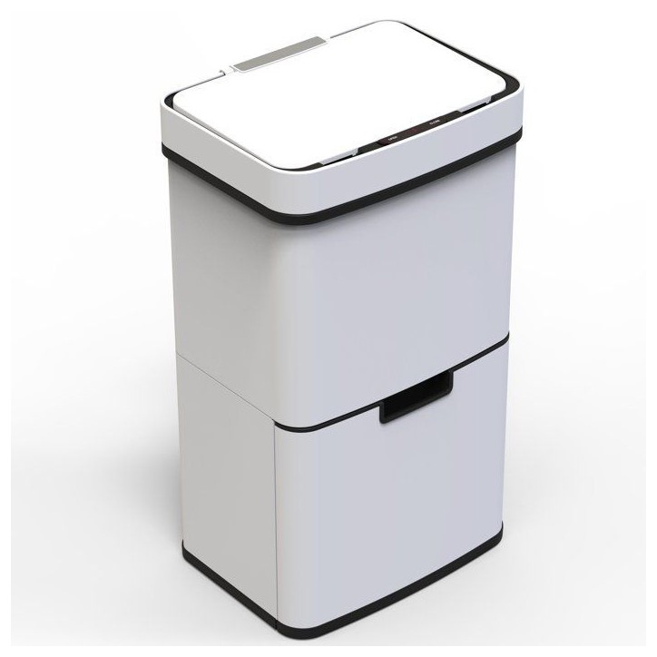 Poubelle de cuisine automatique 75L NARVIK – Double compartiment tri sélectif + Poubelle de table 3L – Blanc – KITCHEN MO Poubelle de cuisine automatique 75L NARVIK – Double compartiment tri sélectif + Poubelle de table 3L – Blanc – KITCHEN MO