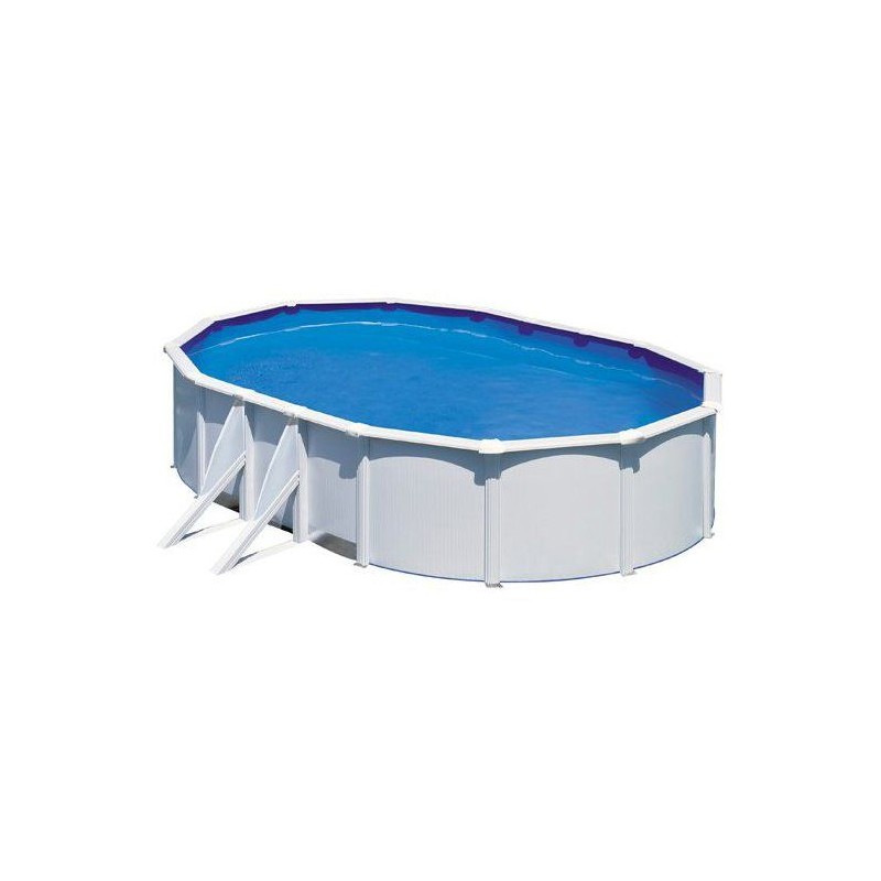GRE - Kit Piscine hors sol acier ovale blanche 5,27m x 3,27m x H: 1,22
