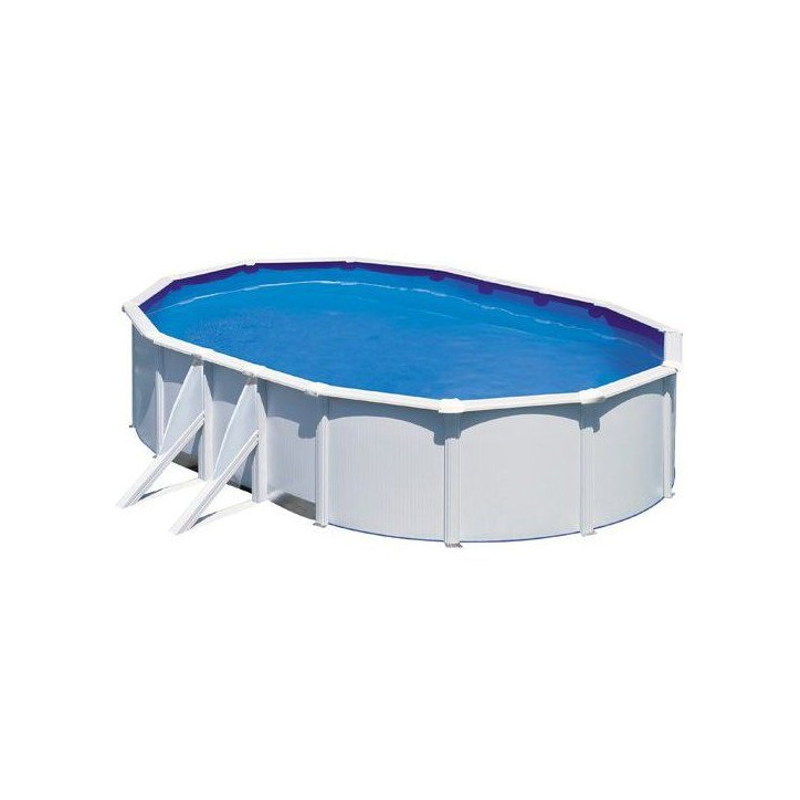 GRE - Kit Piscine hors sol acier ovale blanche 5,27m x 3,27m x H: 1,22m (Livrée avec filtre a sable et échelle) GRE - Kit Piscine hors sol acier ovale blanche 5,27m x 3,27m x H: 1,22m (Livrée avec filtre a sable et échelle)