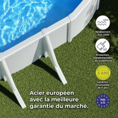GRE - Kit Piscine hors sol acier ovale blanche 5,27m x 3,27m x H: 1,22