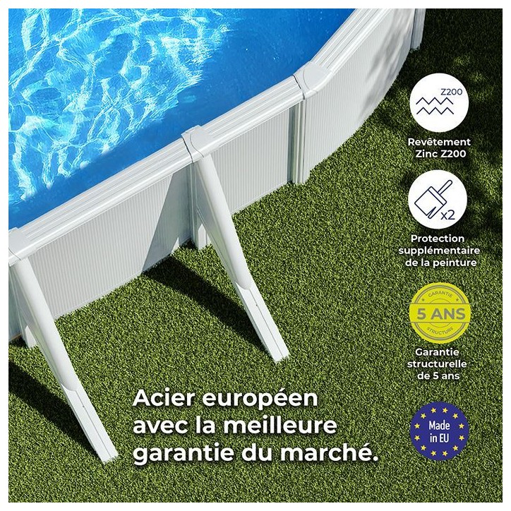 GRE - Kit Piscine hors sol acier ovale blanche 5,27m x 3,27m x H: 1,22m (Livrée avec filtre a sable et échelle) GRE - Kit Piscine hors sol acier ovale blanche 5,27m x 3,27m x H: 1,22m (Livrée avec filtre a sable et échelle)