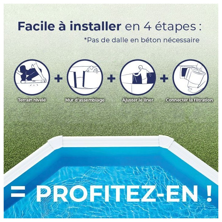 GRE - Kit Piscine hors sol acier ovale blanche 5,27m x 3,27m x H: 1,22m (Livrée avec filtre a sable et échelle) GRE - Kit Piscine hors sol acier ovale blanche 5,27m x 3,27m x H: 1,22m (Livrée avec filtre a sable et échelle)