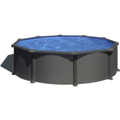 GRE - Kit Piscine hors sol acier ronde grise anthracite - Ø370 x H132